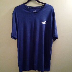 Mens XL Puma Blue Short Sleeve Tee Athletic Style Lightweight Relaxed Fit
